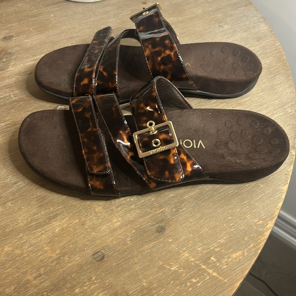 Vionic Skylar Brown Tortoise Slip On Adjautable Sandals Women Orthotic size 9 - Picture 15 of 16